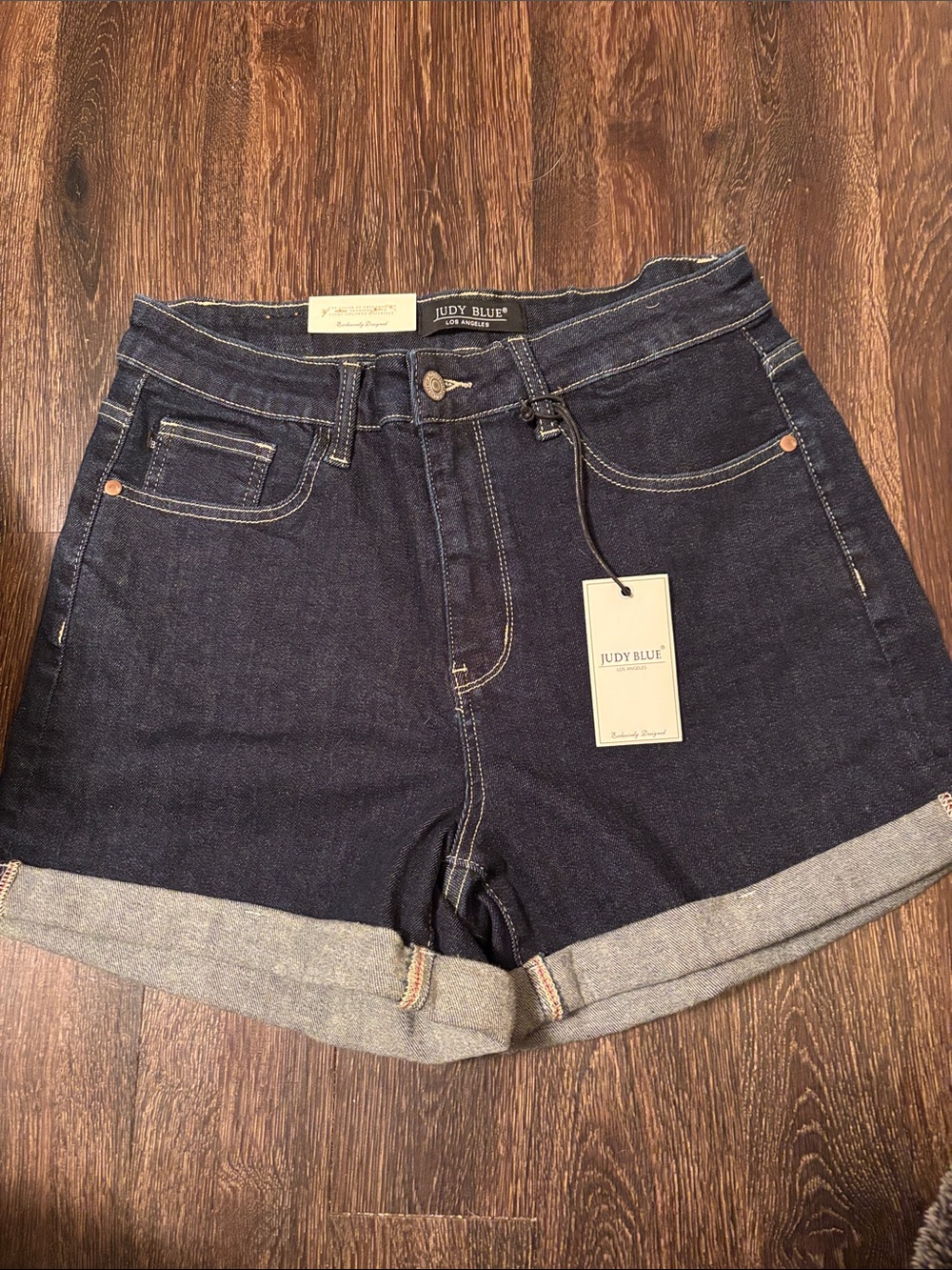 Judy Blue Dark Indigo Rolled Hem High-Rise Jean Shorts